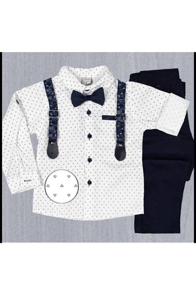By Terry Boy's Ice Blue Oxford Shirt and Bow Tie Suit