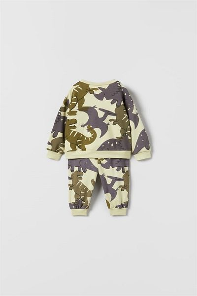 MİNİKO KİDS Boy's Dinosaur Patterned Crew Neck Cotton Tracksuit Set