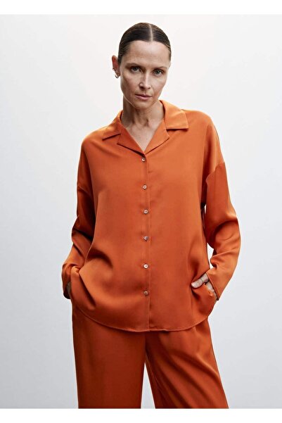MANGO Woman Cămașă din satin cu nasturi