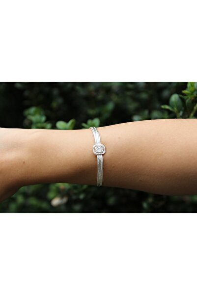 Altuntaş Gold&Silver Baget Taşlı Trabzon Hasırı- Gümüş 3 Sıra Baget Model