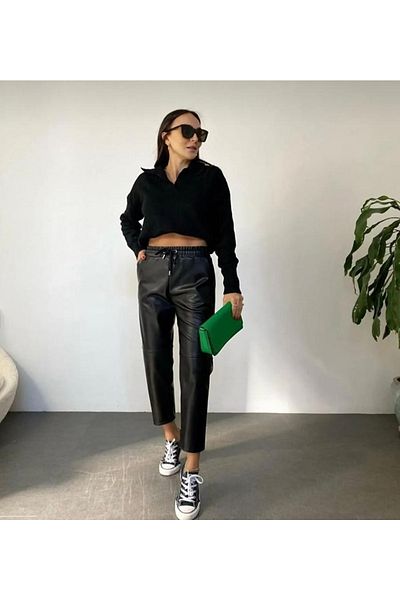 MODA SERYA Doppeltaschen-Lederhose für Damen