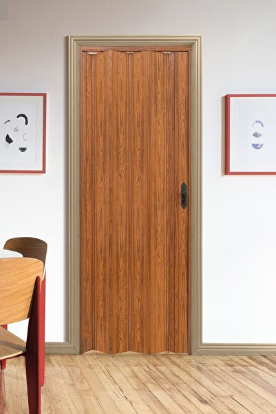 FARAN DEKORASYON 115 X 215 Ceviz Renk Camsız Pvc Akordiyon Katlanır Kapı - Frnakmodel-20