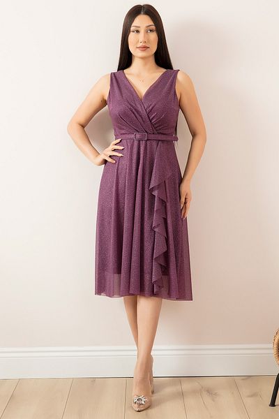 PULLIMM Rochie cu mâneci zero argintiu cu guler dublu 13405