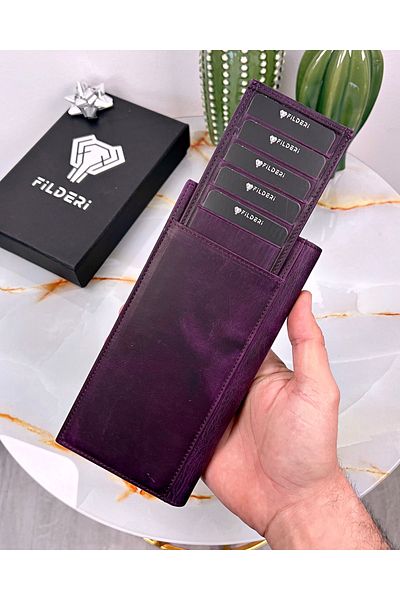 Fil Deri With Phone Compartment - Genuine Leather - Magnetic - Multi-Compartment - Wallet and Card Holder Tumbled Leather 2047