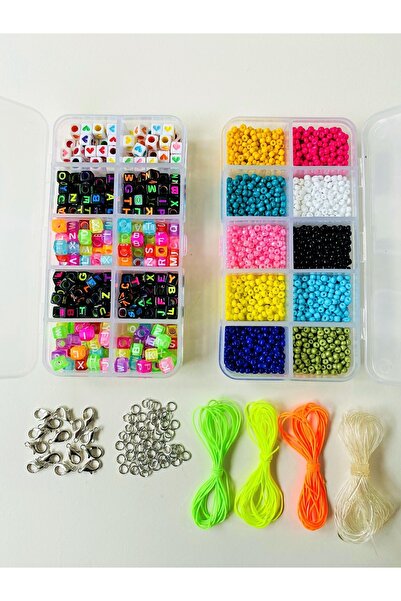 yağmur gökçe رقم: 92 مجموعة صنع المجوهرات في صندوقين (الحروف، الخرز الرملي، ا...