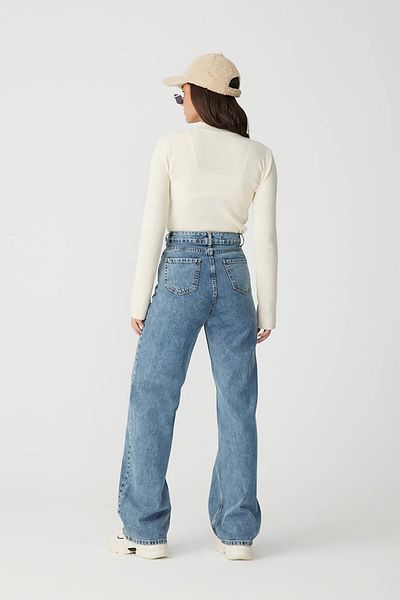 LİMABEL Vysoký pas Blue Snow Wash Palazzo Jeans Lycra strečové džíny