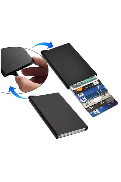 IAMLEATHER محفظة حامل بطاقات من الألومنيوم مع آلية أوتوماتيكية لحماية Rfid