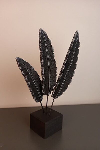 Euro Decora Lüx Dekoratif 3'lü Siyah Tüy Modern Süs Hediyelik Eşya Ev Ve Ofis...