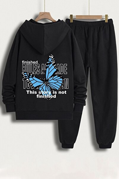 Trend Sizde Σετ φόρμας Unisex Special Design με στάμπα πεταλούδας στο επάνω μ...