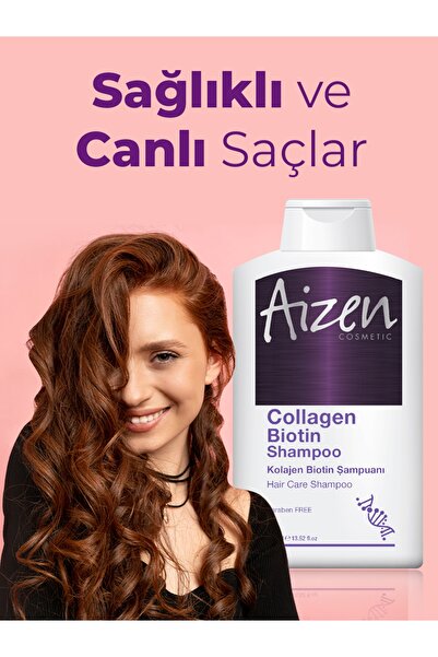 Aizen Collagen Biotin Shampoo - Dökülme - Büyütme - Kırıklar - Zayıf Saçlar - 400ml X 2adet