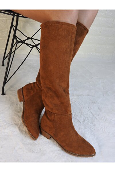 TRODONS Kadın Düz Taba Süet Çizme