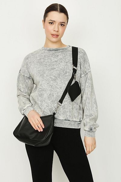 Select Moda Women's Anthracite Acid Washed Oversize Sweatshirt