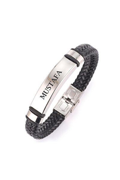 PİGADO Isme Kişiye Özel Örgü Kordon Çelik Erkek Bileklik