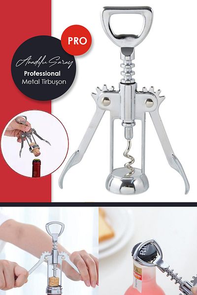 Anadolu Saray Çarşısı 1 Piece Professional Steel Corkscrew - Canned Cork Cap Opener