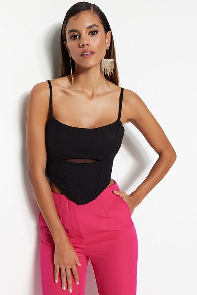 Trendyol Collection Crop Top - Black - Plain