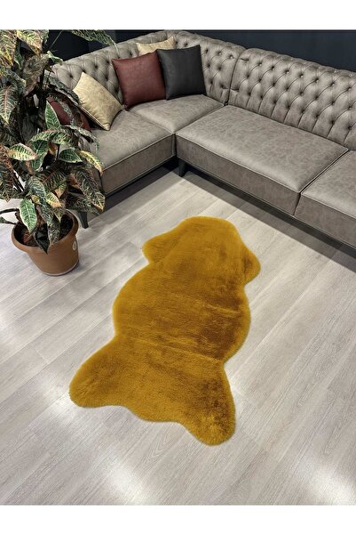 AllstarCarpet Tavşan Tüyü Post Kesim Premium Kalite Tüy Dökmez Halı Hardal