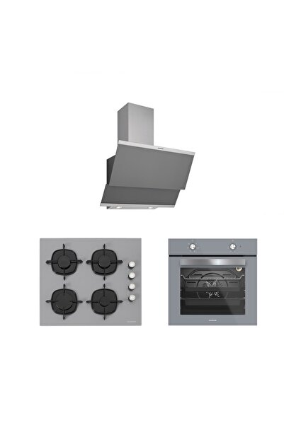 Silverline 3'lü Gri Cam Ankastre Set (3420 Classy 60 Gri+cs5335s02+bo65e1s01)