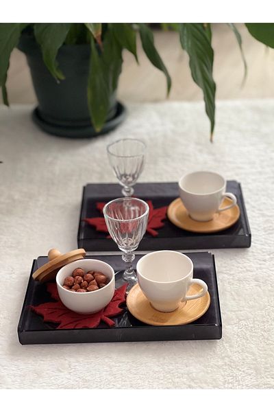 Buber Design 2-Piece Transparent Smoked Plexi Tray 14x22cm Serving Presentation Tray