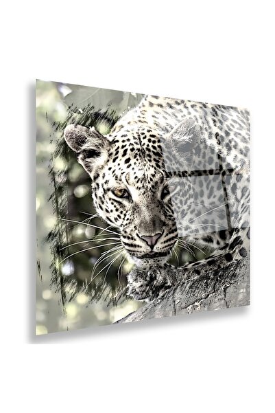 EMYA HOME Επιτραπέζιο έργο από γυαλί λεοπάρ