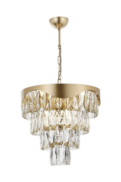 Avonni Av-60192-bsa40 Sarı Boyalı Klasik Avize E27 Metal Kristal 40cm