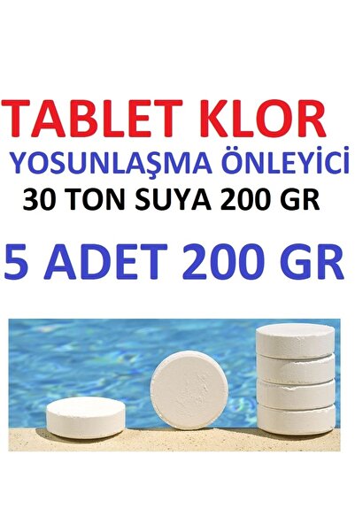 Asenya Tablet Klor 1 Kg (5 Adet 200 Gr) Yosun Önleyici Havuz Temizleyici Havu...