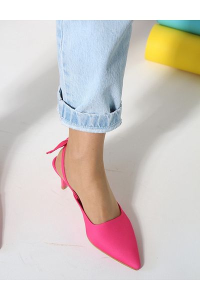 trendyhit Marin Fuchsia Special Fabric Women's Heeled Shoes
