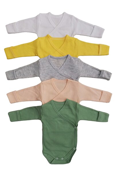 bebedino قفاز ذاتي بأكمام طويلة ومثبت بأزرار مزدوجة الصدر (عبوة من 5 قطع) قال...