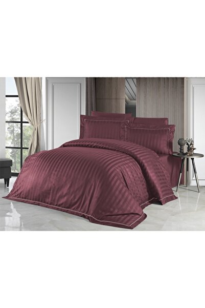 DENİZLİ ÇEYİZ First Choice Dark Deluxe Satin Duvet Cover Set Novel Line Rose