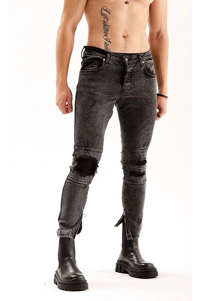 THIMOON Men's Skinny Fit Ripped Skinny Leg Jeans Trousers