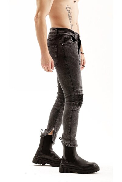 THIMOON Men's Skinny Fit Ripped Skinny Leg Jeans Trousers