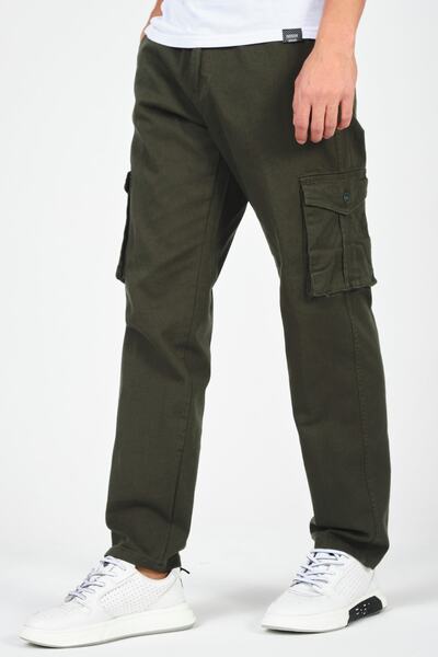 Giymoda Erkek Kargo Düz Paça Pantolon Haki