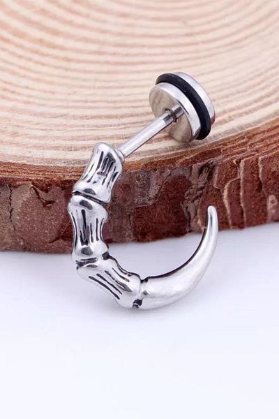Jaida Moda Unisex Silver Retro Model Steel Stud Earrings