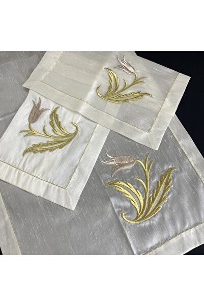 Hane7 Maraş Işi Ipek Lale 3 Parça Örtü Takımı