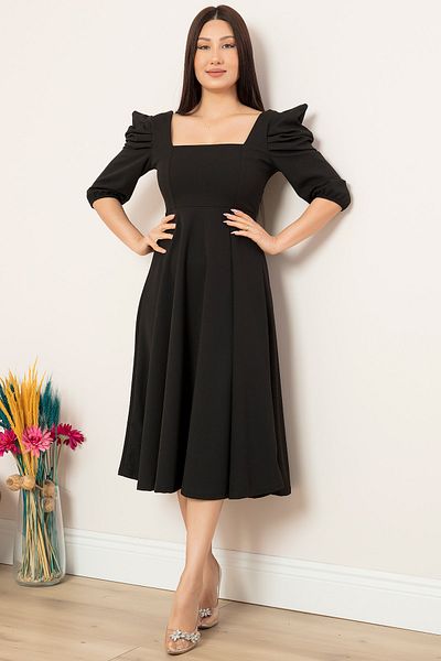 PULLIMM Sleeve Pleated Flounce Dress 924-2949