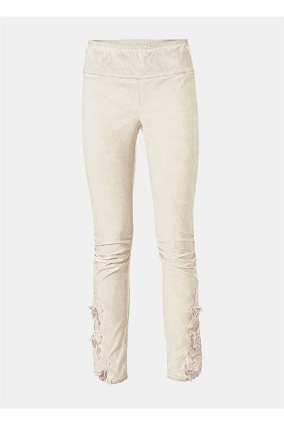 Bulalgiy Kadın Kırık Beyaz Skinny Dantel Pantolon - Bga653058