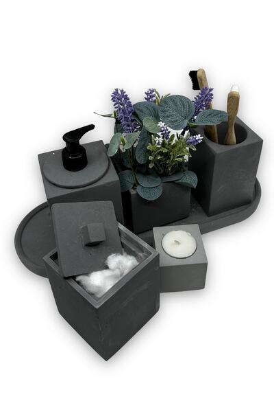 betonmall Σετ μπάνιου με τεχνητά λουλούδια σειράς Marble