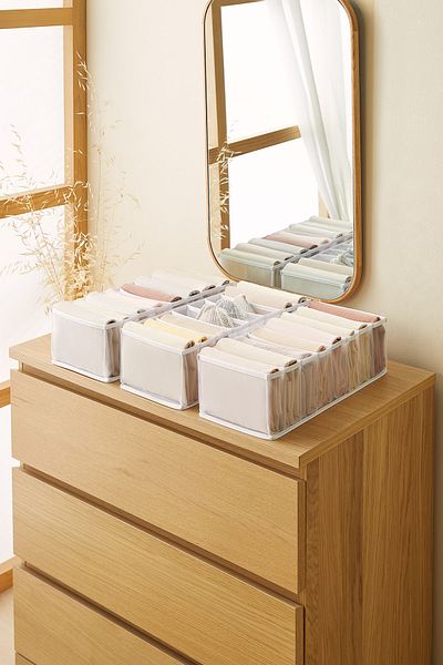 Ocean Home Textile 3 Pieces 8 Compartment Closet Drawer Inside Accordion Type Folding Laundry Organizer
