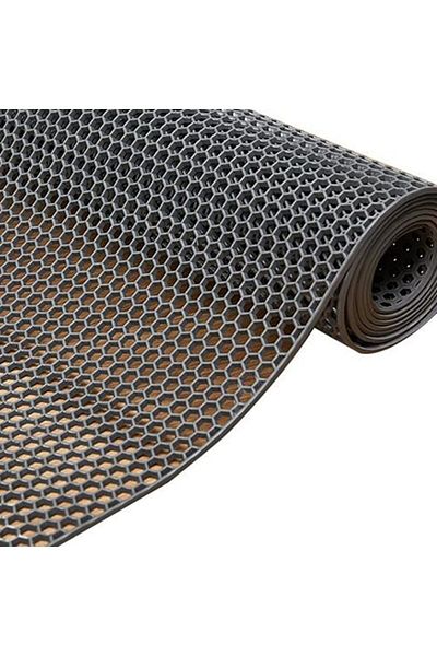 KARMAŞIK PASPAS Non-Slip PVC Mat Z Mat Honey Honeycomb Inside - Outside All Wet Floor (grey)
