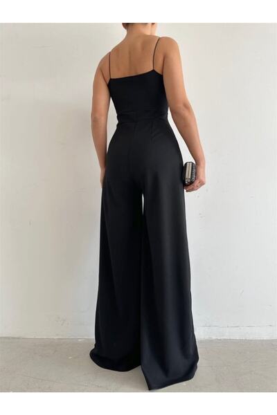 Mekafashion Women's Black Color Double Breasted Collar Jumpsuit 582101