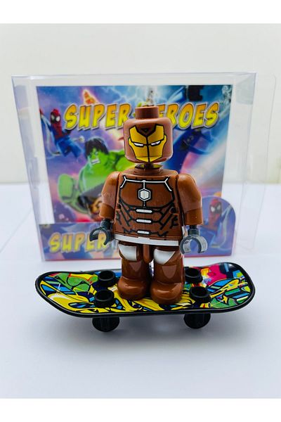 PeriYedi مجموعة شخصيات فردية لشخصية الرجل الحديدي من Lego مع لوح تزلج من Avengers