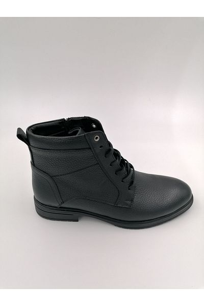FRANCO MEN B023 Черни ботуши с цип от естествена кожа