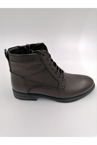 FRANCO MEN B023 Καφέ Γνήσιες Δερμάτινες Μπότες με φερμουάρ