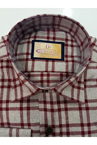güncüoğlu 100% Wool Long Sleeve Classic Winter Men's Shirt with Pockets
