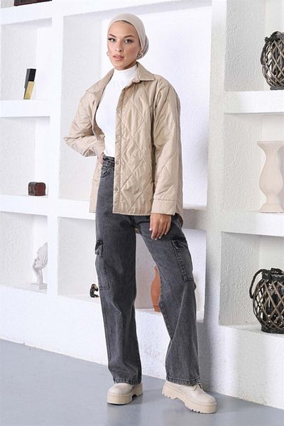 LAMİRA Smoked High Waist Jean Wide Leg 100% Cotton