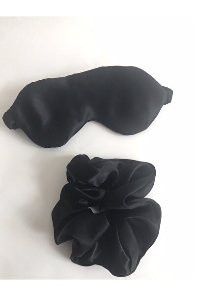 PratikDikisco Siyah Saten Göz Bandı Uyku Maskesi Toka Seti