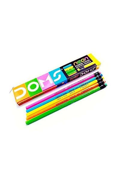 hobi24 Doms Neon Graduated Pencil Set HB + Eraser + Pencil Sharpener