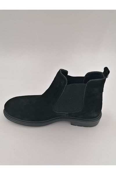 SOLMAZ Bnr Μαύρες Suede Elastic Γνήσιες Δερμάτινες Μπότες