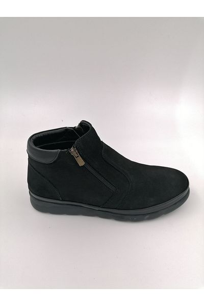 SOLMAZ 1067 Μαύρες μπότες από γνήσιο δέρμα Nubuck