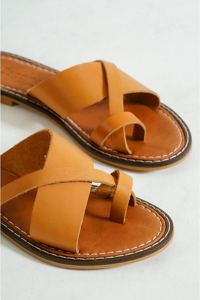 Capone Outfitters Γυναικείες παντόφλες Capone 888 από γνήσιο δέρμα Bodrum Tan