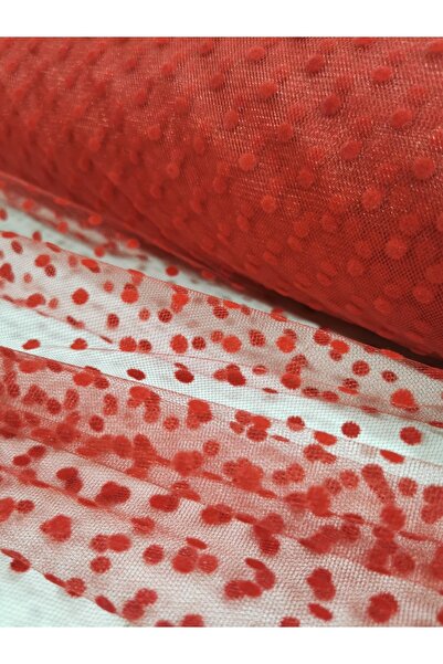 SAFA TEKSTİL Puantiyeli Kristal Süsleme Tülü